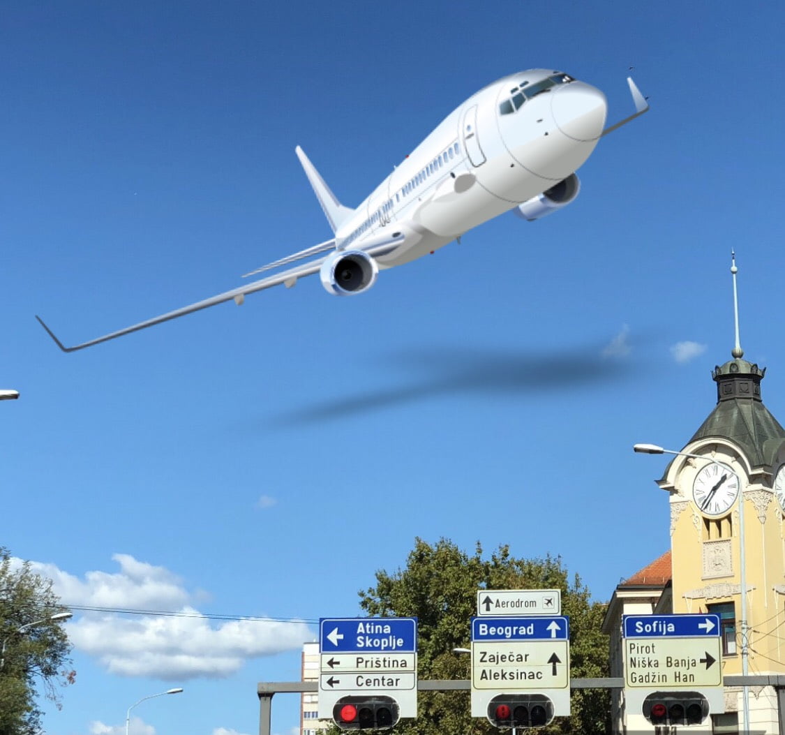 Foto ilustracija, grad Niš i avion, foto: Redakcija